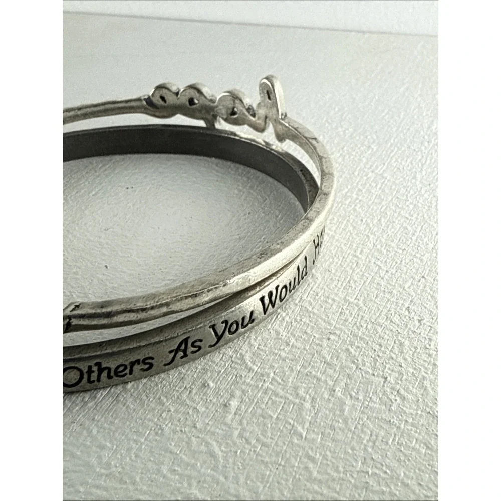 Do Unto Other As You Would Have Them Do Unto You Bracelet Silver Tone‎ Clamper.
